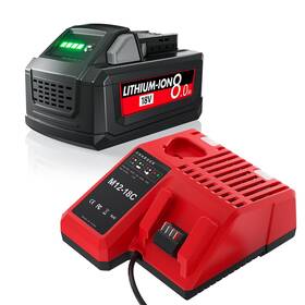 Mounzuikue 768553855729 Upgraded 8.0ah 18v Replacement For Milwaukee M18 Battery And Charger Compatib