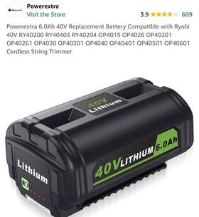 0p4050a Power Extra Lithium-ion 40v 6.0ah Heavy Duty Rechargeable Battery For Ryobi