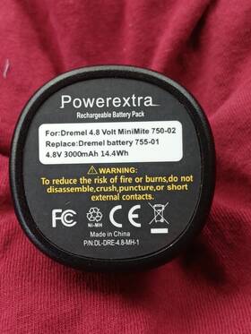 Cfb0072 Powerextra Rechargeable Battery Model For Dremel 4.8v Minimite 750-02