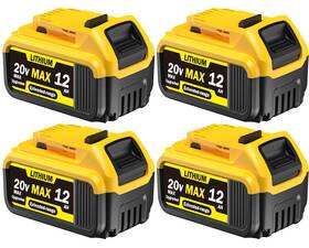 Dcb200 Powqualliane 730265961814 4pcs 12000mah Replacement For Dewalt 20v Max Battery Compatible With