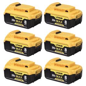 Qamqfsou 730265845459 8000mah High Capacity Battery 6-pack Replace For Dewalt 20v Max Compa