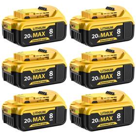 Qamqfsou 730265845466 6-pack 8000mah Long-lasting Replacement For Dewalt 20v Max Battery Compatible