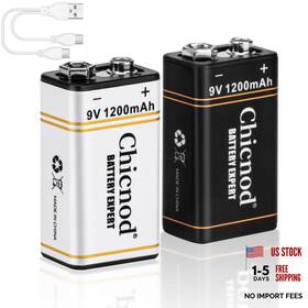 Qinuo Dianzishangwu Shenzhen 9v-2p-2l 9v Batteries-li-ion Rechargeable Batteries 1200mah Capacity Black White