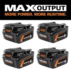 Ridgid 445012893821 18v 6.0 Ah Max Output Lithium-ion 2-pack With 4.0 Lithium-io