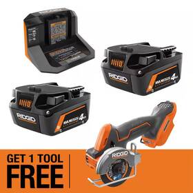 Ridgid 445015819897 18v Max Output Starter Kit With 2 4.0 Ah Batteries And Charger