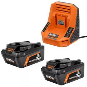 Ridgid 445022853808 18v Rapid Charger With 2 8.0 Ah Max Output Batteries