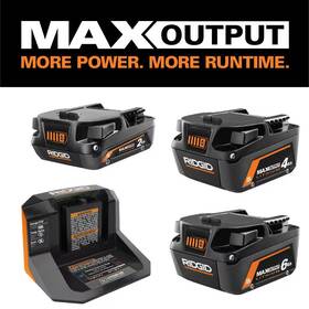 Ridgid 445050043059 18v 2.0 Ah 4.0 6.0 Lithium-ion Battery And Charger Starter Kit
