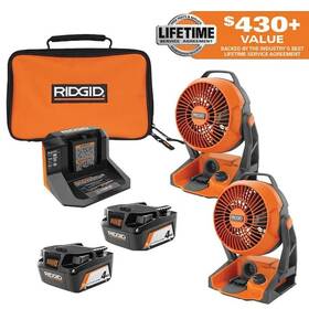 Ridgid 648846095653 18v 2 4.0 Ah Batteries And Charger Kit With Hybrid Fans