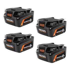 Ridgid 711181836943 18v 6.0 Ah Max Output Lithium-ion Batteries 4-pack Ridgid 711181836943 18v 6.0 Ah Max Output Lithium-ion Batteries 4-pack