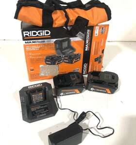 Ac840060sb1 Ridgid 18v 6ah And 4 Ah Lithium Ion Batteries With Charger Bag