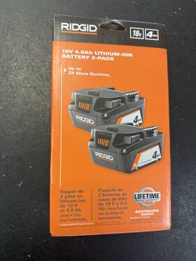 Ac87004pa Ridgid 18vv 4.0ah Li-ion Battery 2-pack New Free Shipping