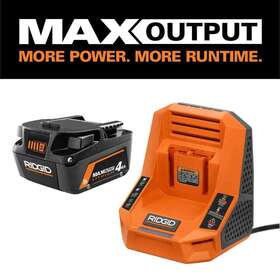 Ac9840 Ridgid 18v 4.0 Ah Max Output Starter Kit With Rapid Charger