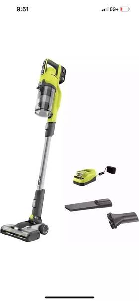Pblsv716k Ryobi 033287206537 One Evercharg Hp 18v Pet Stick Vacuum With Battery And Charger Used