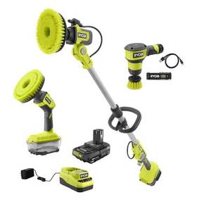 Ryobi 033287235285 One 18v Soap Dispensing Scrubber Compact Power Kit 2ah Battery Charger Usb
