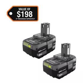Ryobi 313105062041 One 18v Lithium-ion 4.0 Ah Battery 2-pack