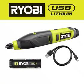 Ryobi 726084395039 Usb Lithium Power Carver Kit With 2.0 Ah Battery And Charging Cable