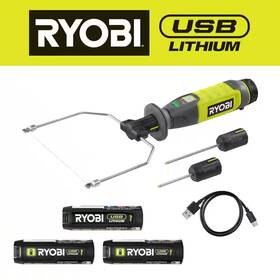 Ryobi 726084686083 Usb Lithium Hot Wire Foam Cutter Kit With 2.0 Ah Battery Charging Cable And Us