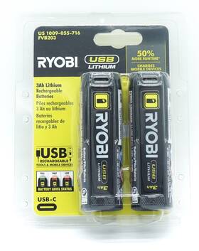 Fv803 Ryobi New Usb 3ah Battery Lithium Sealed 2 Pcs