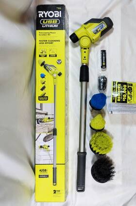 Ryobi Fvg53k-a95mbk1 Telescoping Power Scrubber 2ah Battery And 6 Accessories
