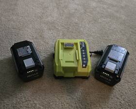 Ryobi Opm404vnm 2 40v Lithium-ion 4.0 Ah Batteries And Chargers Work Great D