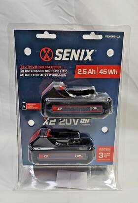 Senix S2k0b2-02 New 2 20v Max 2.5 Ah Lithium-ion Batteries With Dual Charger