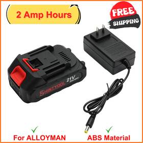 Shintyool 69012536 Rechargeable 21v Lithium Battery 2.0 Ah With Charger - Perfect For Power Tools
