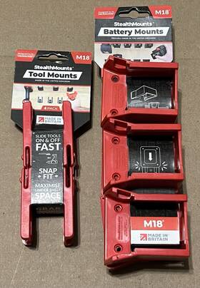 Bm-mw18-red-6 Stealthmounts Milwaukee Battery 6-pack And Tool 4-pack Holders Mounts M18 Nos