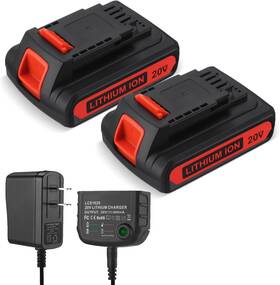 30bus Surtop 2 Packs 20v Replacement Battery And Charger For Black Decker Max 3.0ah