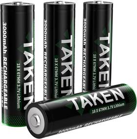 Taken 313015974960 3.7 Volt 18650 Rechargeable Batteries 3000mah Button Top High Capacity