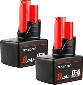 Tenmoer 445010762754 2 Pack 9.0ah Compatible With Milwaukee 12v Battery Replacement For Milwa