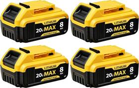 Tovlvta 744585129557 4 Packs 8000mah Replacement For Dewalt 20v Max Battery Lithium-ion Compatible Wi