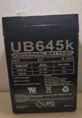 Ub645k Universal Power Group - 6v 4.5ah Lead Acid Emergency Battery Nob Ub645k Universal Power Group - 6v 4.5ah Lead Acid Emergency Battery Nob