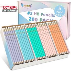 V-opitos Mkls501 V-opitos 200 Pack #2 Hb Pencils Bulk Wood-cased Pre-sharpened Pastel Color Penc