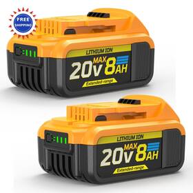 Velgonyx Dw208 2 Pack Dewalt 20v Max Battery Replacement High Capacity 8ah Compatible Cordless