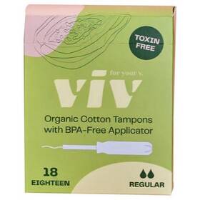 Viv For Your V 850047991010 Organic Regular Cotton Tampons 18 Count