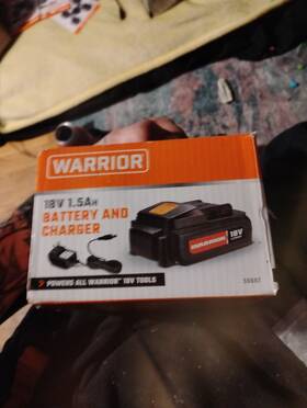 59697 Warrior New 18v 1.5ah Lithium Battery With Charger 59697 Warrior New 18v 1.5ah Lithium Battery With Charger