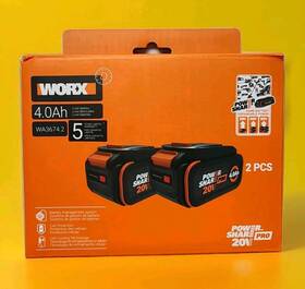 Wa3674.2 Worx New Sealed Genuine 20v Power Share Pro 4.0ah Battery Bundle