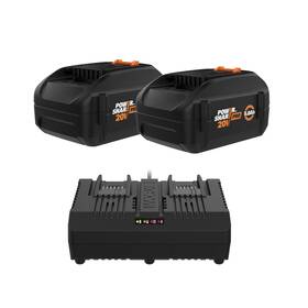 Worx Wo7071 20v 5.0ah Batteries 2 And Dual Port Quick Charger Kit