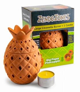 18p-bpp Zendozones 4 Pack - Citronella Burner 3 Candles Big Papa Large Pineapple Shape Terra Cott