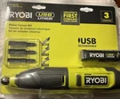 Ryobi Usb Rechargeable Power Carver Kit Lithium Battery 3 Attachments FVH51K New. Fixed Price $43.00.
