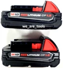 (2) New Genuine Milwaukee Batteries 48-11-1815 1.5 Ah Compact M18 Volt. Fixed Price $58.97.
