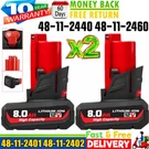 2PACK 12V 8.0AH Replace For Milwaukee M12B3 Lithium Battery 48-11-2401 2440. Fixed Price $25.92.