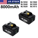 2 Pack 8.0AH 18V For Makita Lxt Lithium-ion BL1840 BL1850 BL1860 Tool Battery. Fixed Price $36.93.