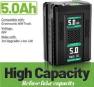 60V 5AH Battery For Greenworks Pro Max Lithium Ion LB60A01 LB60A02. Fixed Price $74.99.