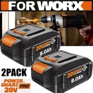 2X WA3678 For Worx 20V Power Share Pro 8.0AH Lithium-ion High-capacity Battery. Fixed Price $45.00.