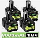 4PACK 8.0AH Battery Replacement For Ryobi 18V Lithium Ion Batteries P106 P191. Fixed Price $63.97.