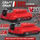 2PACK 4.0 For Craftsman V20 Volt Max Lithium Battery CMCB204 CMCB202 CMCB201. Fixed Price $29.00.