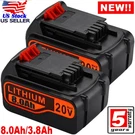 8.0AH 20VOLT LB2X4020 Battery For Black And Decker Max Lithium LBXR20 LBX20. Fixed Price $12.98.