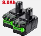 2 Packs 8.0AH 18 Volt High Capacity Replacement For Ryobi P108 P103 Power Tools. Fixed Price $48.53.
