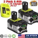 2X Battery For Ryobi P108 8.0AH One Plus + P117 Charger 18VOLT High Capacity. Fixed Price $49.55.